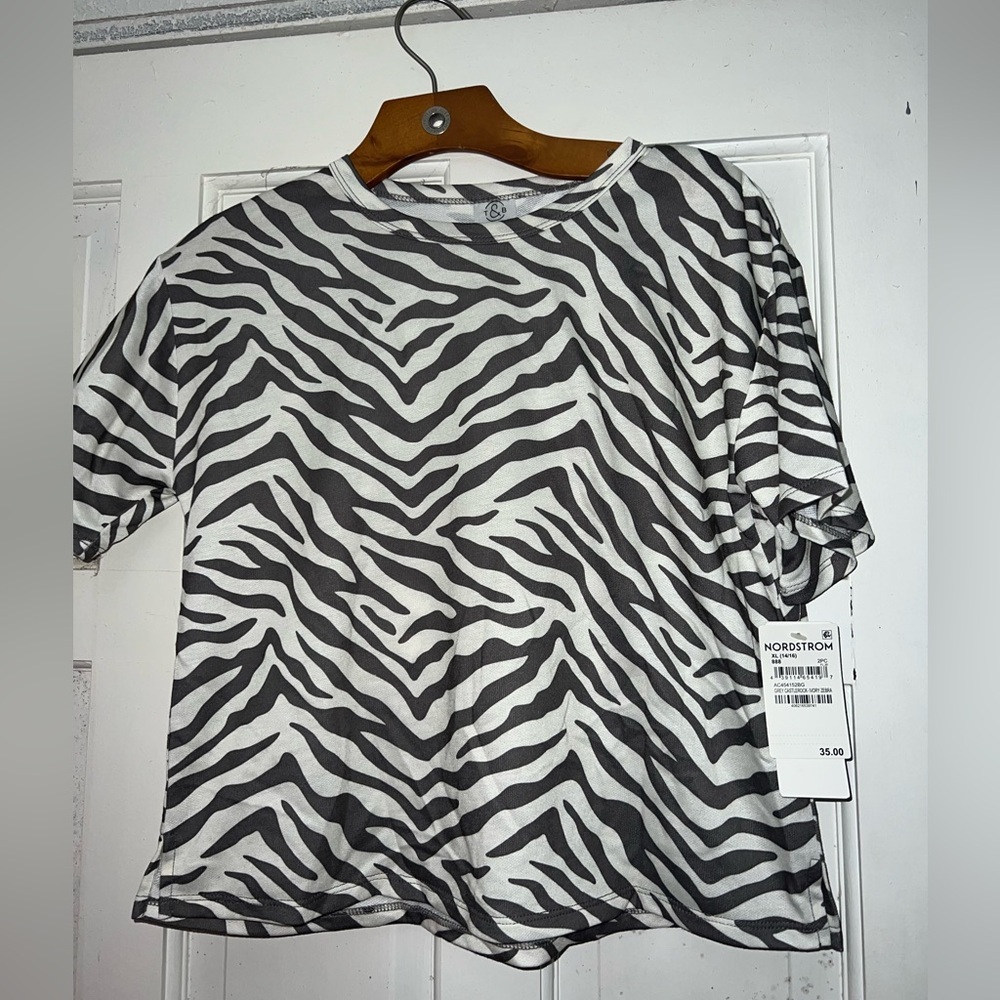 NWT Treasure&Bond grey castlerock-Ivory zebra girls size XL (14-16)‎ sleepwear